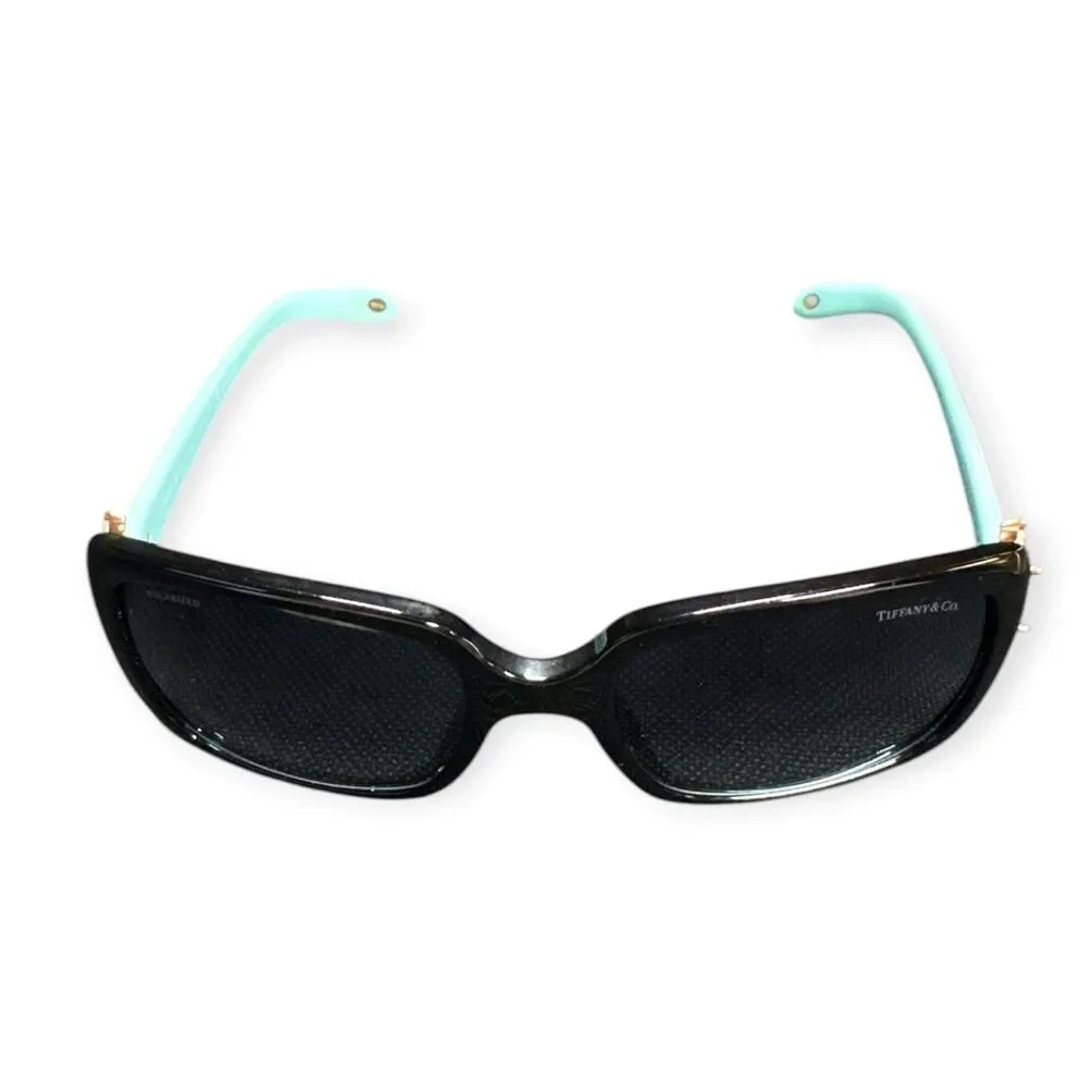 Tiffany & Co TF4047-B Black Polarized Sunglasses Flower Crystal Accent Rare‎ VTG